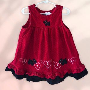 Rare, too! Scottie dog black polka dot red corduroy jumper toddler 24 months